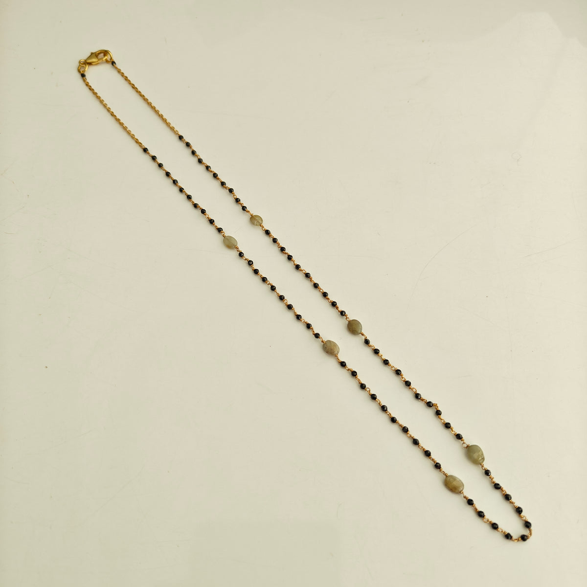 92.5 silver Black Beads with green beads-RCH1392