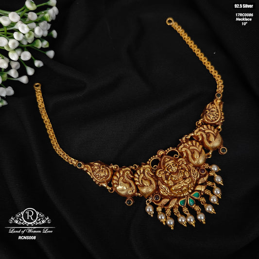 necklace silver lakshmi devi chocker pendant-rcns008 92.5 silver ramala jewelry / ramala collections