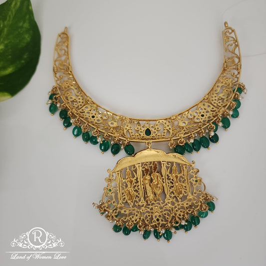 Classic Radha Krishna Design Silver Necklace-RCM197