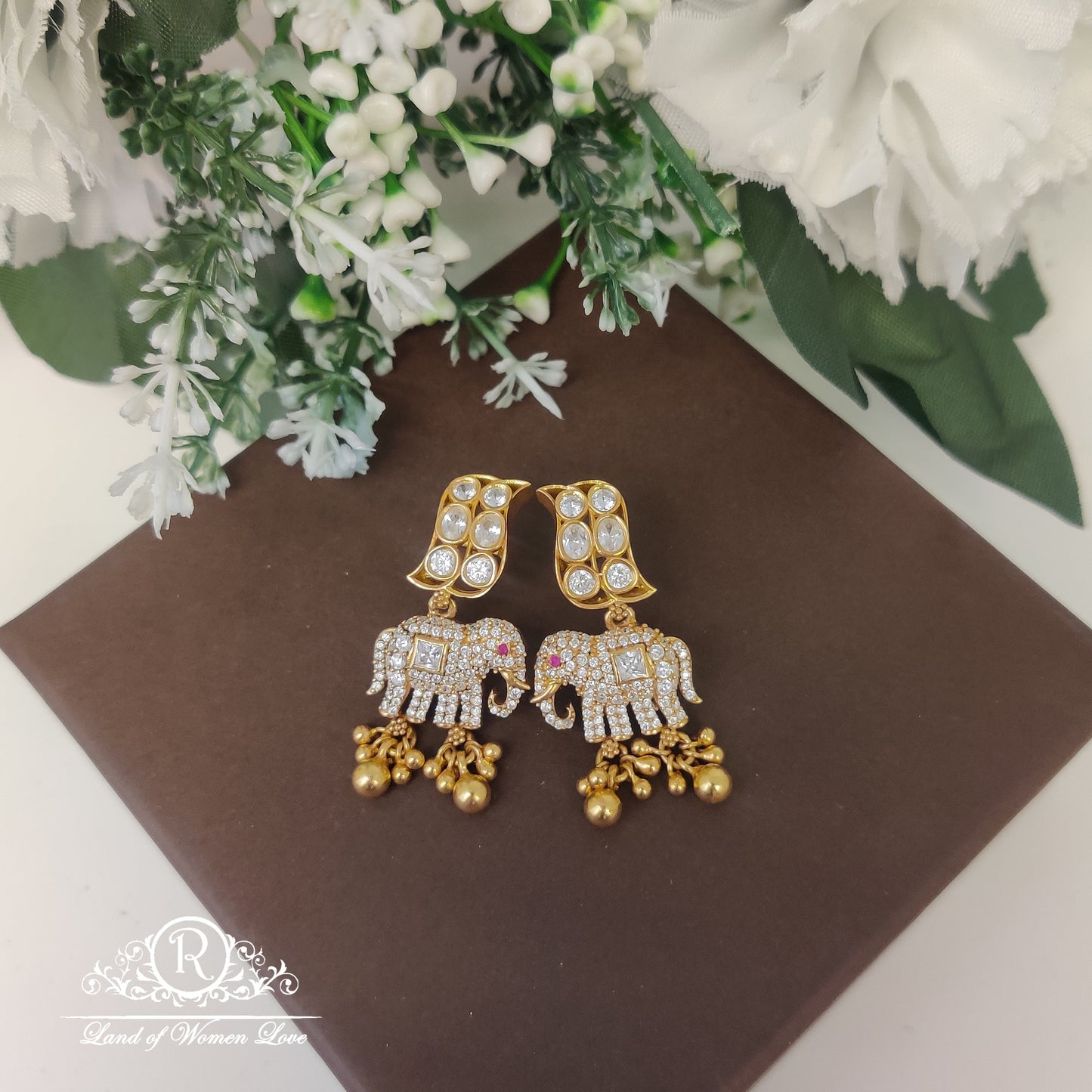 earrings elephant design silver earrings-rc85-70cp046 92.5 silver ramala jewelry / ramala collections