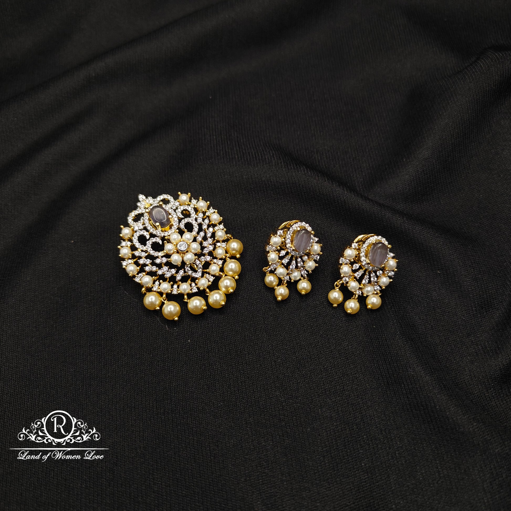 earrings 92.5 silver diamond finishing pendant set 92.5 silver ramala jewelry / ramala collections