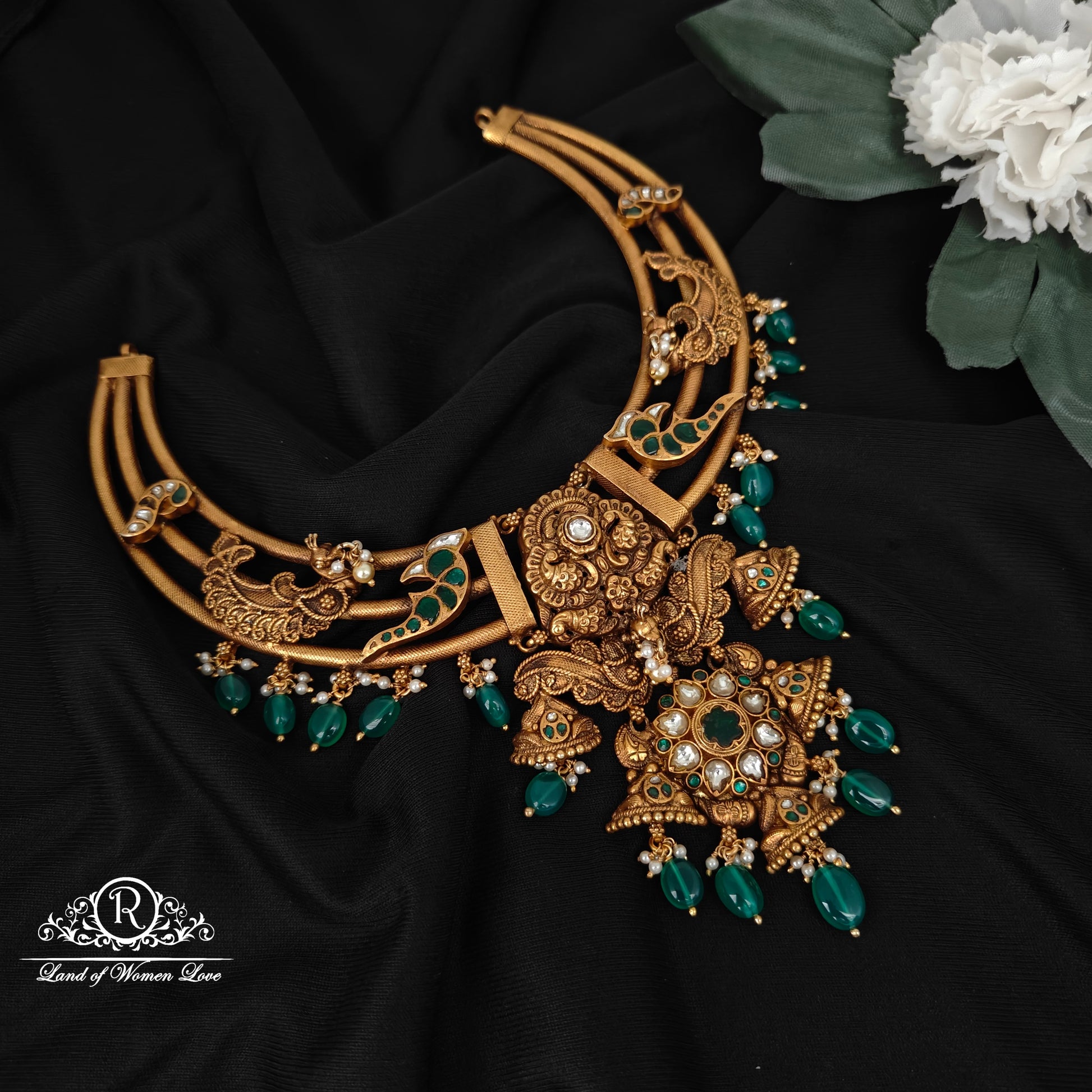 necklace 92.5 silver nakshi design necklace-rcm1043 92.5 silver ramala jewelry / ramala collections