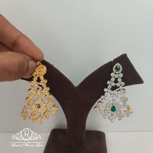 Beautiful Diamond finishing Silver Earrings-RC85-90CP015