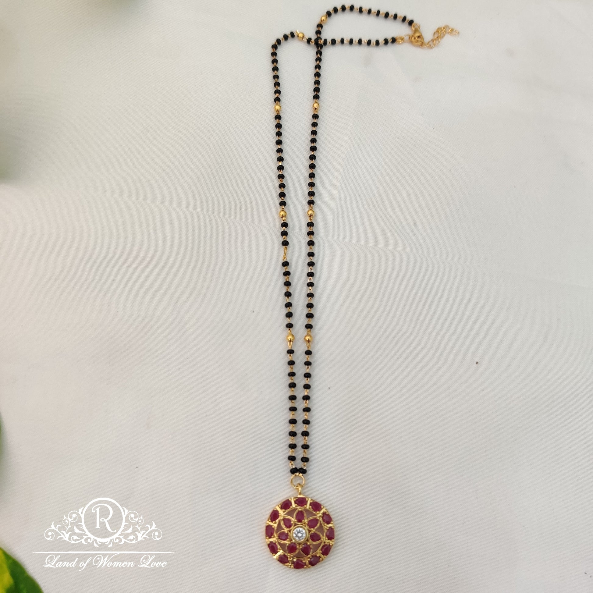 pendant beautiful black beads chain with pendant "20-rch429 92.5 silver ramala jewelry / ramala collections