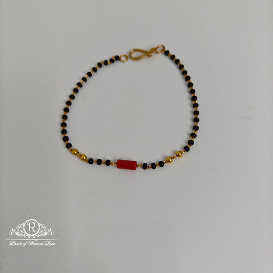 92.5 Silver Black beads design coral Bracelet-RCH808