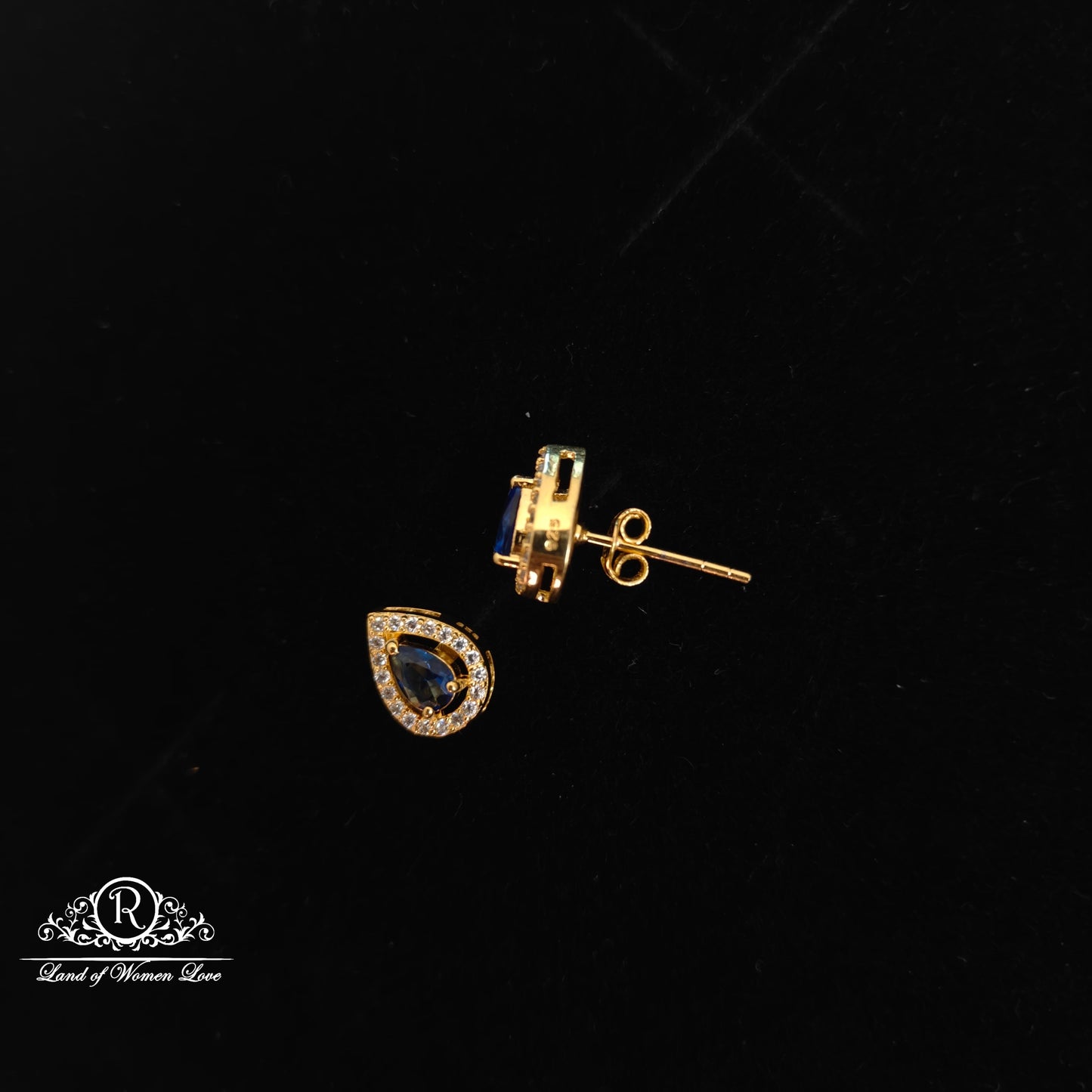 92.5 Silver CZ- Stones Navy blue Pendant Set-RCDS093