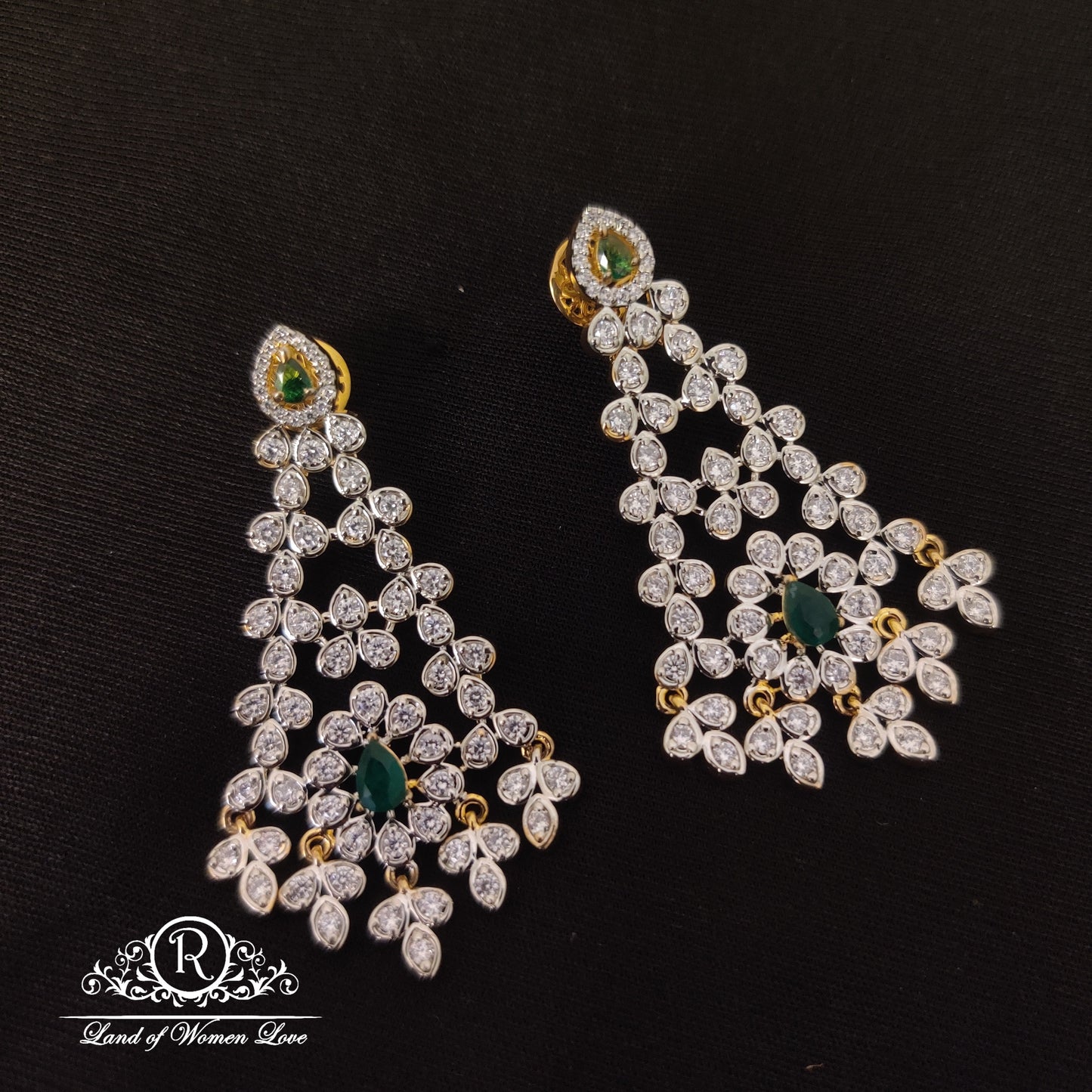 Beautiful Diamond finishing Silver Earrings-RC85-90CP015