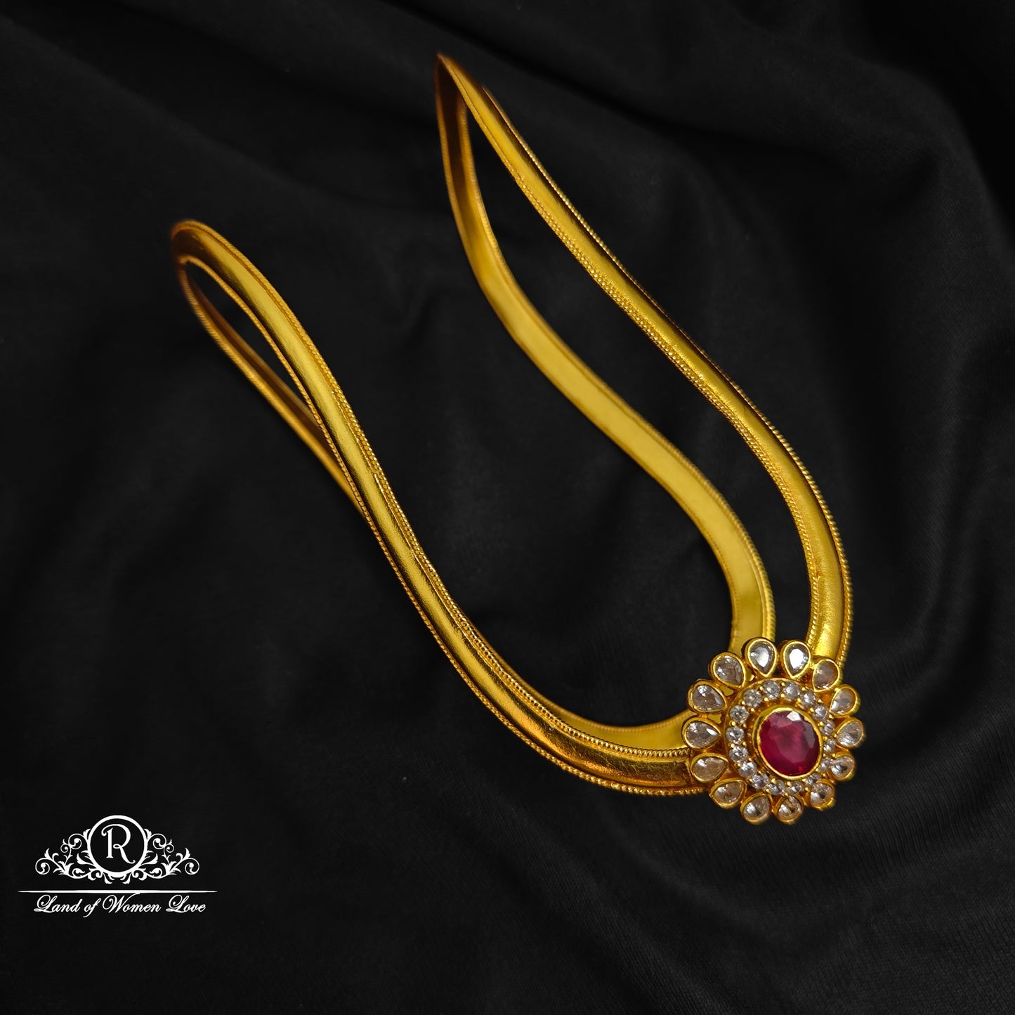 92.5 silver flower design ruby and cz's vanki-rcjr758 ruby 92.5 silver ramala jewelry / ramala collections