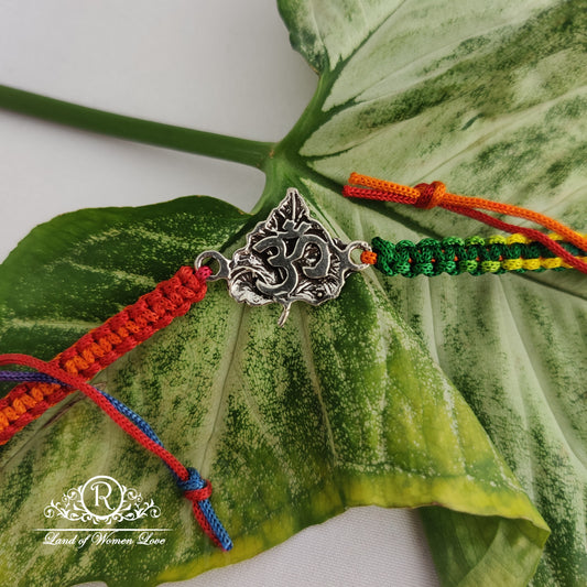 92.5 silver beautiful "leaf om" rakhi design :rcg122,rcg123,rcg135 92.5 silver ramala jewelry / ramala collections