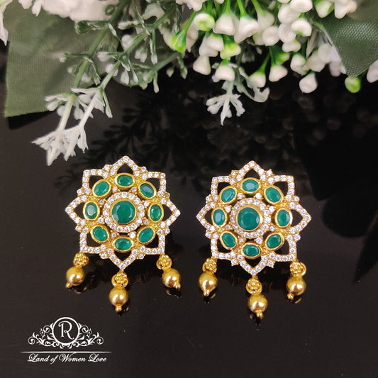 earrings green stones silver earrings-rc85-70cp073 92.5 silver ramala jewelry / ramala collections
