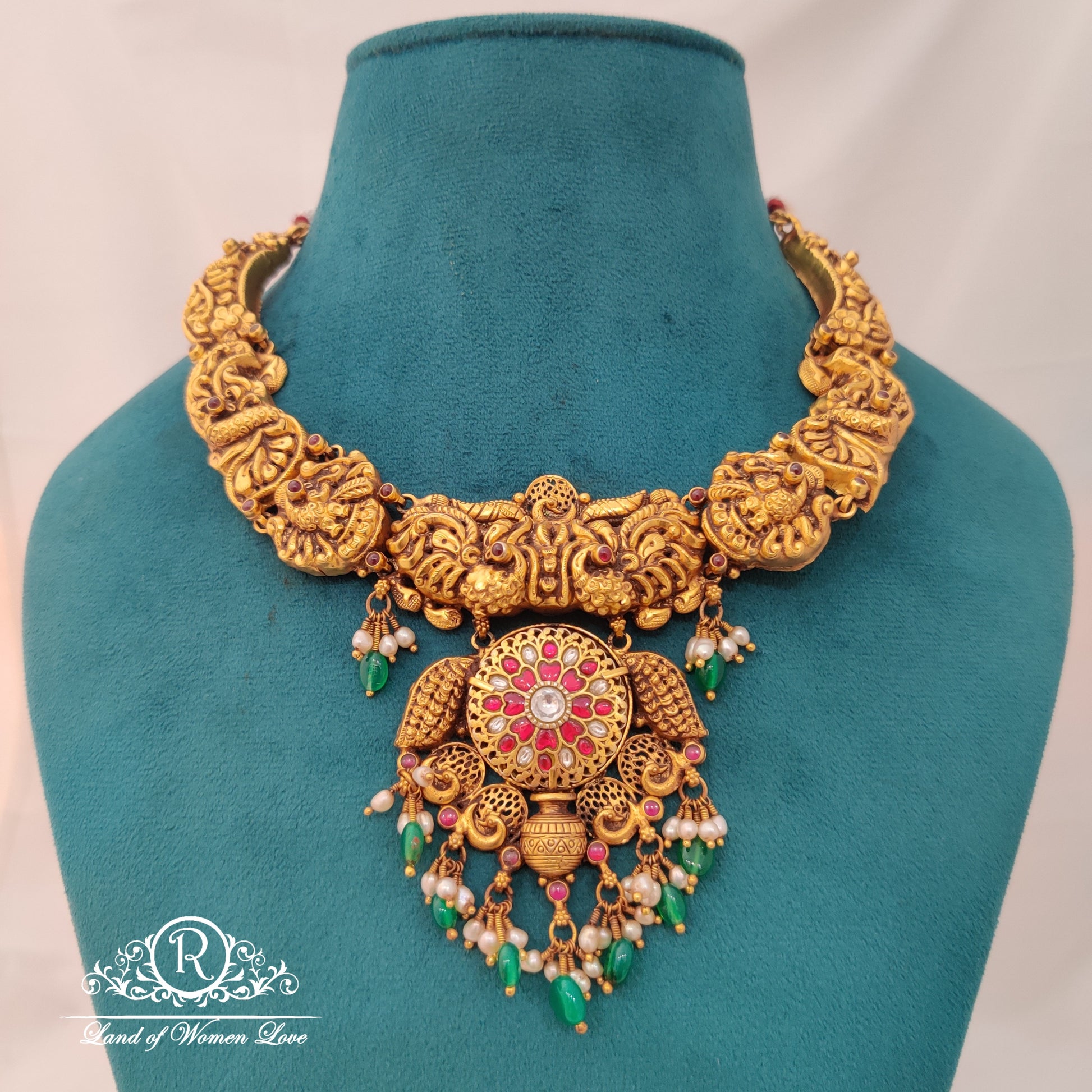 necklace beautiful ã°å¸â€™â«silver necklace with peacock design and kundan locket ã¢å“â¨14"-rcma02 kundan 92.5 silver ramala jewelry / ramala collections