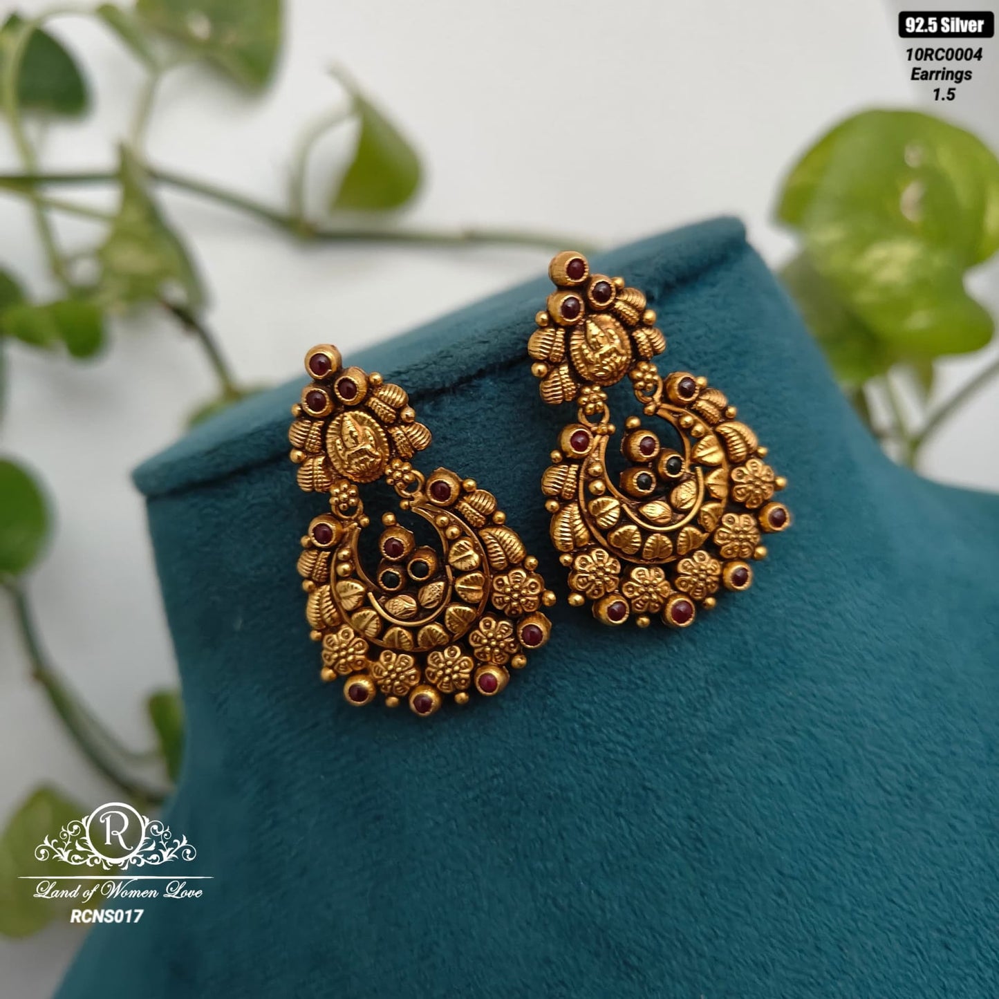 earrings silver simple and cute lakshmi devi design -rcns017 92.5 silver ramala jewelry / ramala collections