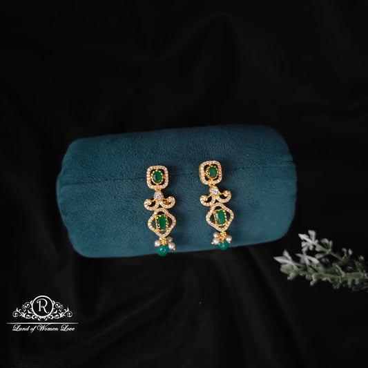 earrings green stones silver earrings-rcm985 92.5 silver ramala jewelry / ramala collections