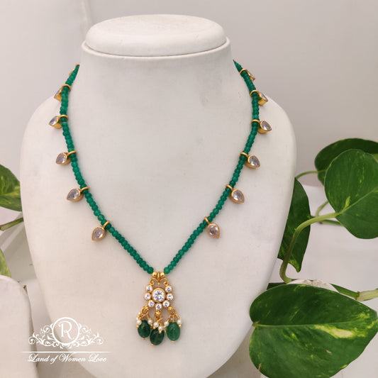 beautiful green beads customized with mango side lockets and pendent -"18-rch418 92.5 silver ramala jewelry / ramala collections
