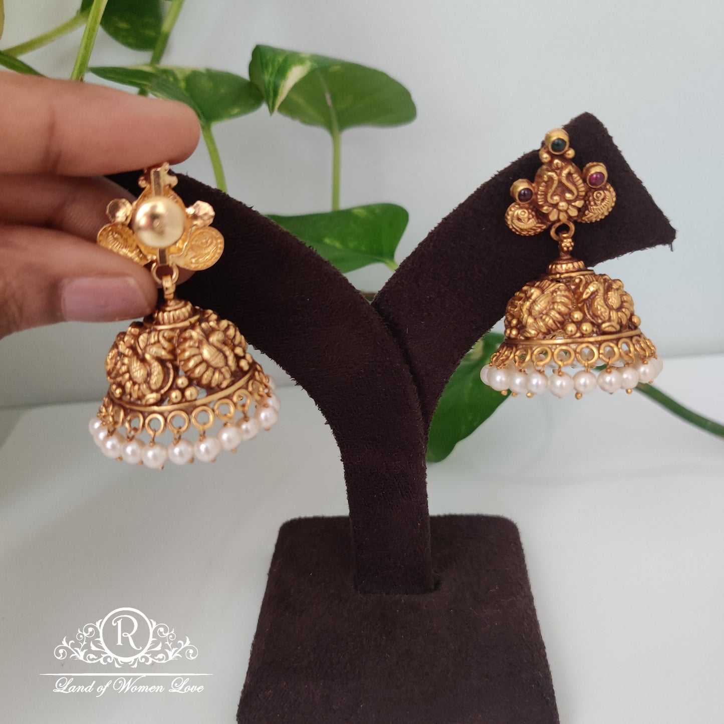 Nakshi design Silver jhumkas-RCM892