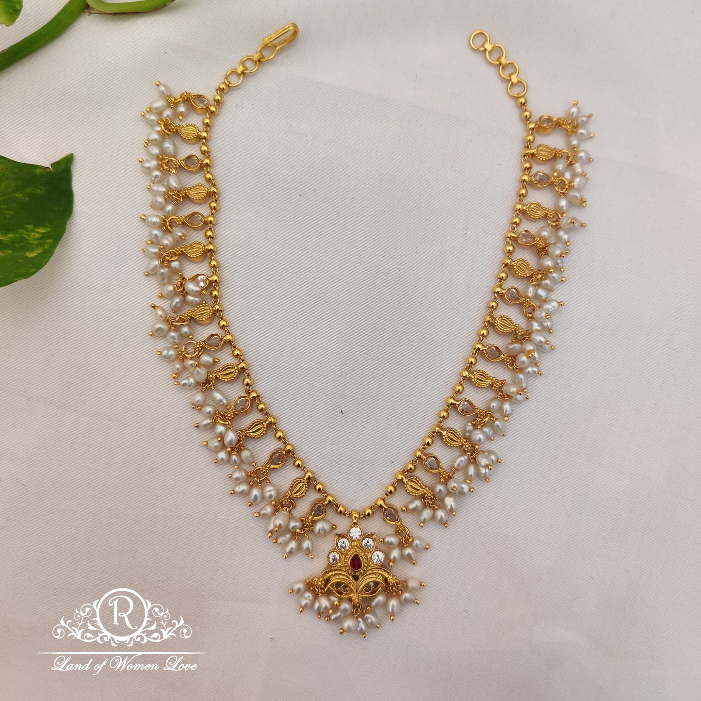 necklace beautiful necklace with pearls hanging -rca110 92.5 silver ramala jewelry / ramala collections