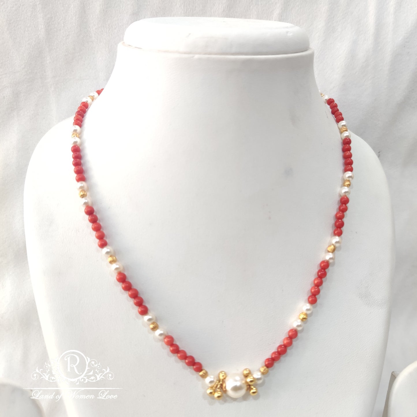 beautiful koral with gold balls mala 92.5 silver ramala jewelry / ramala collections