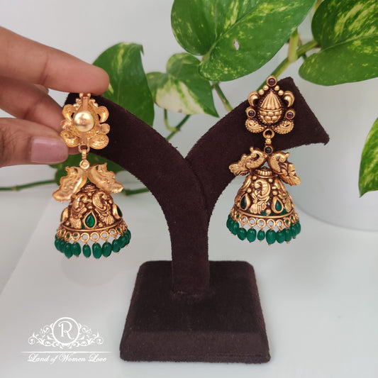 Nakshi design Silver jhumkas-RCM895