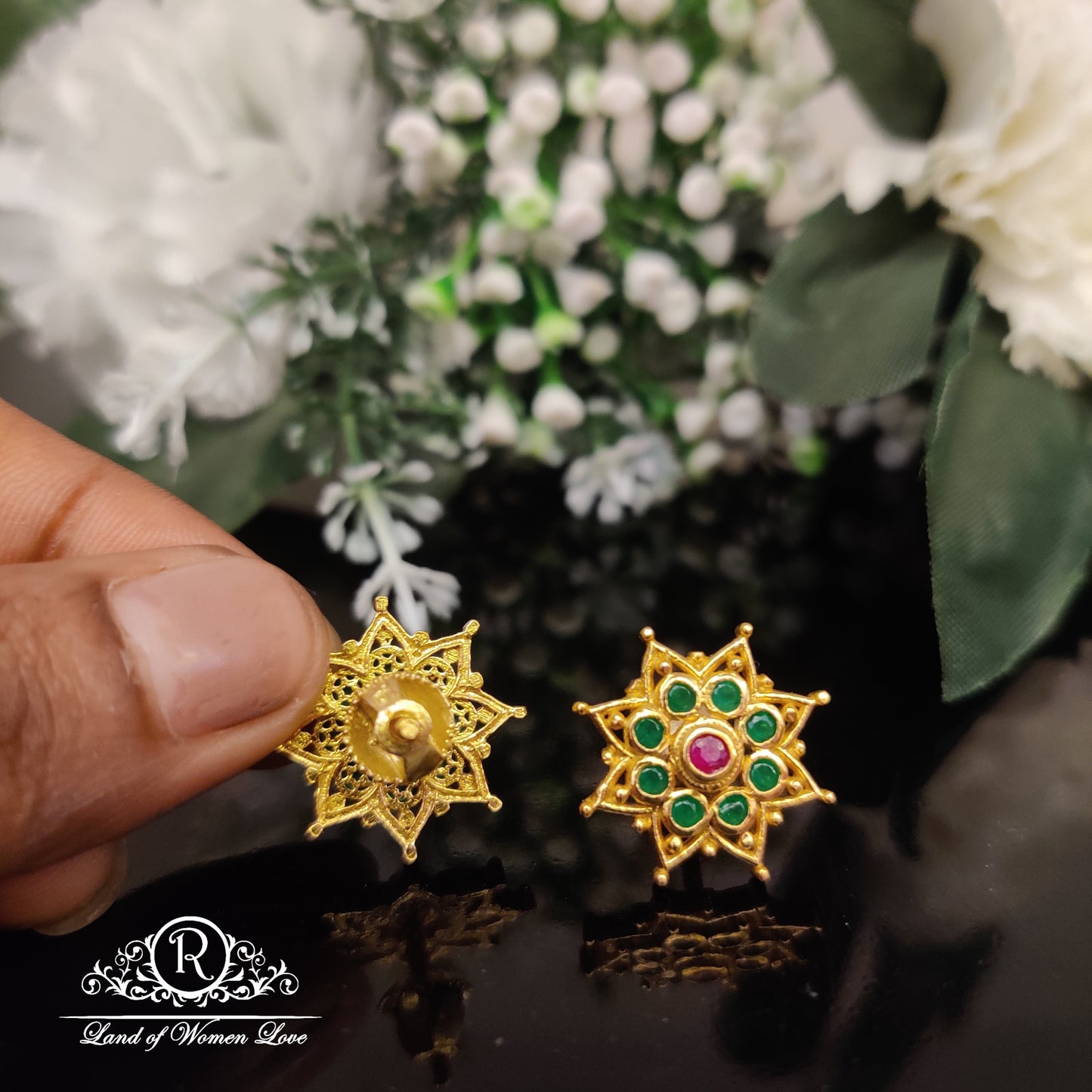 Flower design Silver Studs-RC85-70CP071