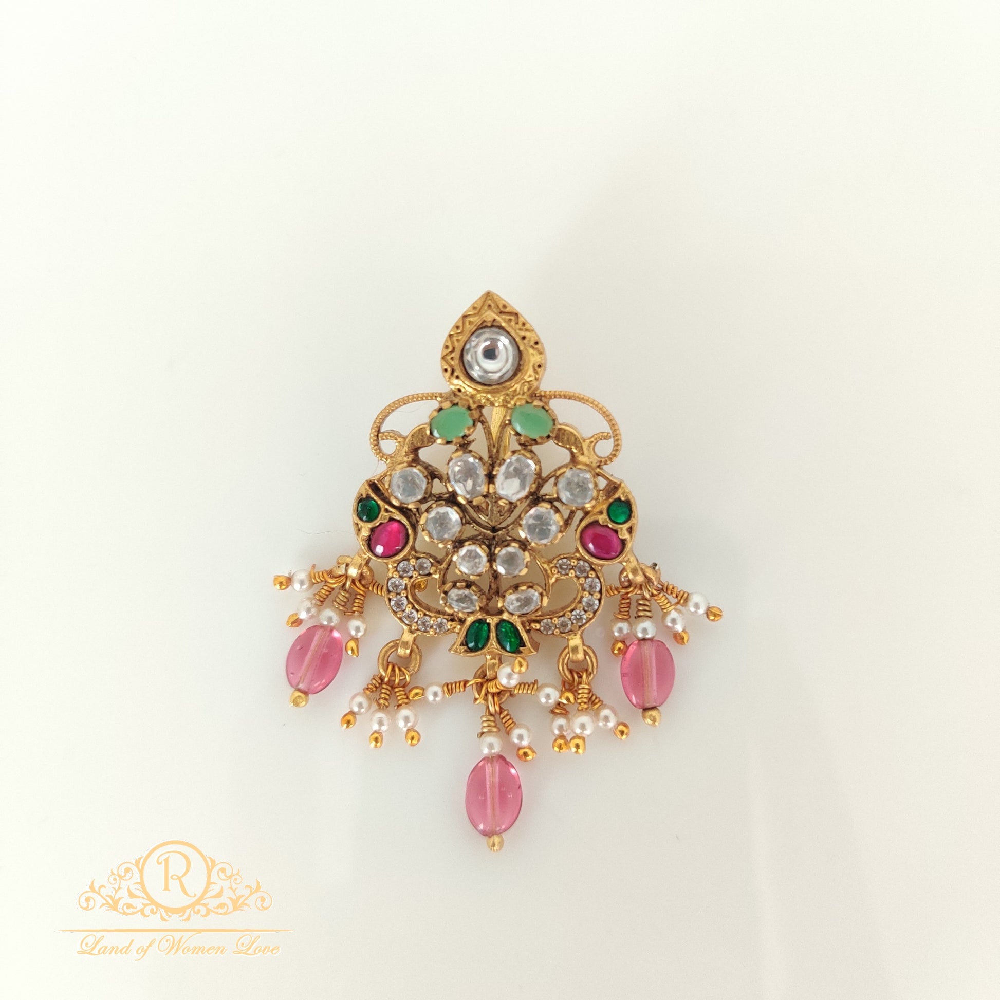 pendant kundan silver pendant-rc85-105cp04 kundan 92.5 silver ramala jewelry / ramala collections