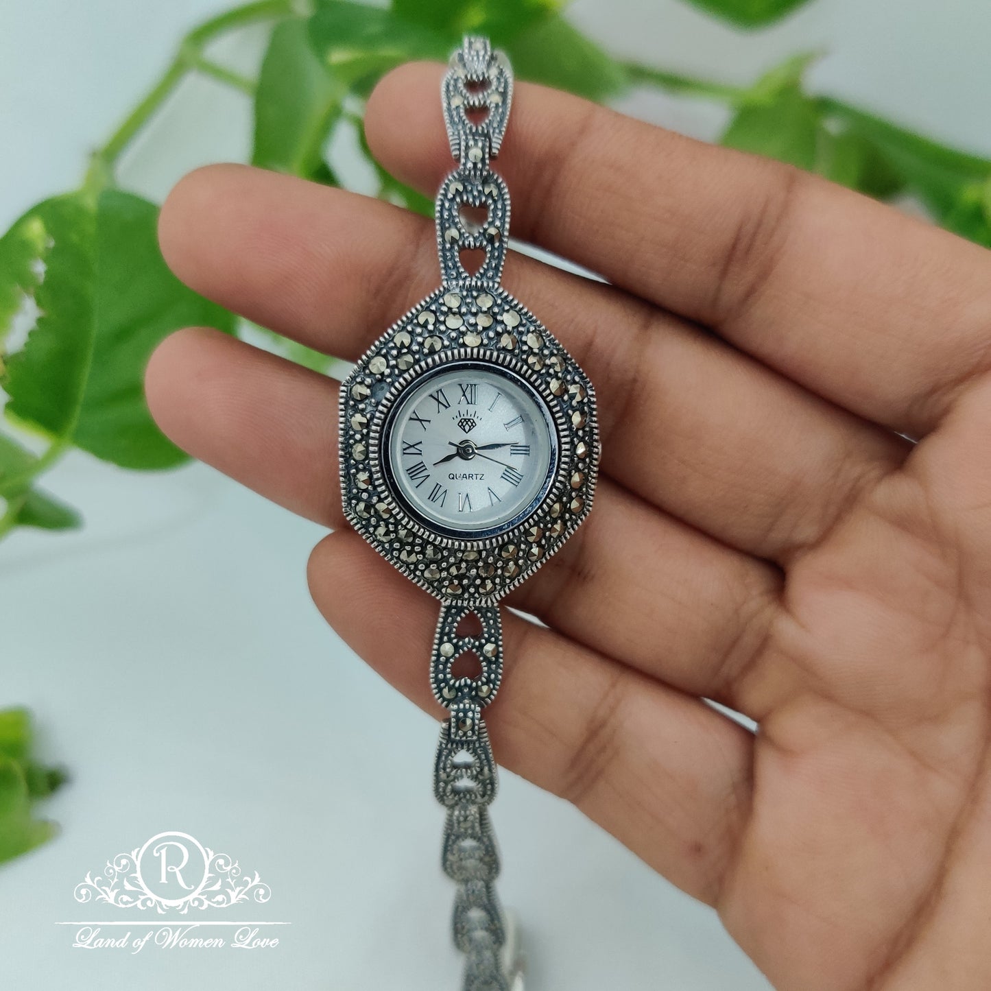 beautiful silver watch with rhodium polish"8-rch440 92.5 silver ramala jewelry / ramala collections