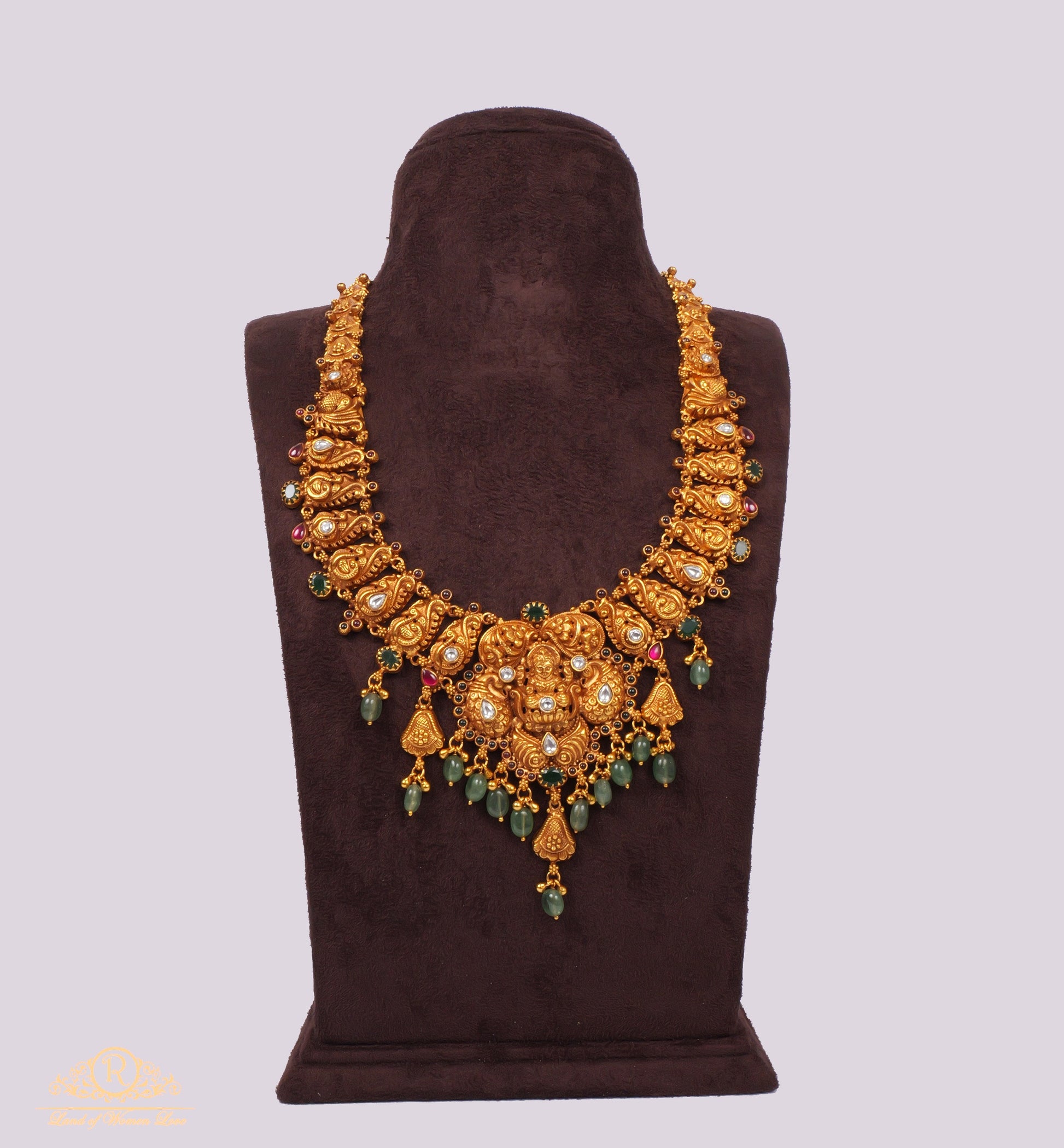 haram silver moissanite stones nakshi long haram-rcm805 moissanite 92.5 silver ramala jewelry / ramala collections