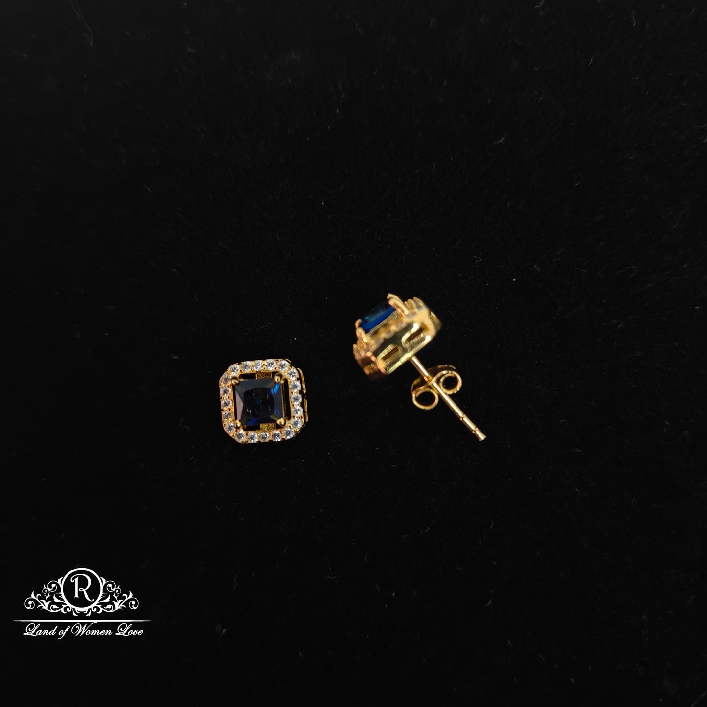 92.5 Silver CZ- Stones navy blue Pendant set-RCDS091