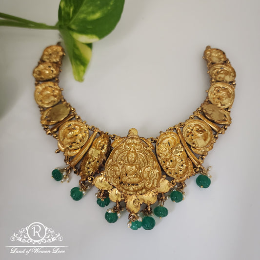 Classic Lakshmi Devi design Silver Nakshi Necklace-RCM247