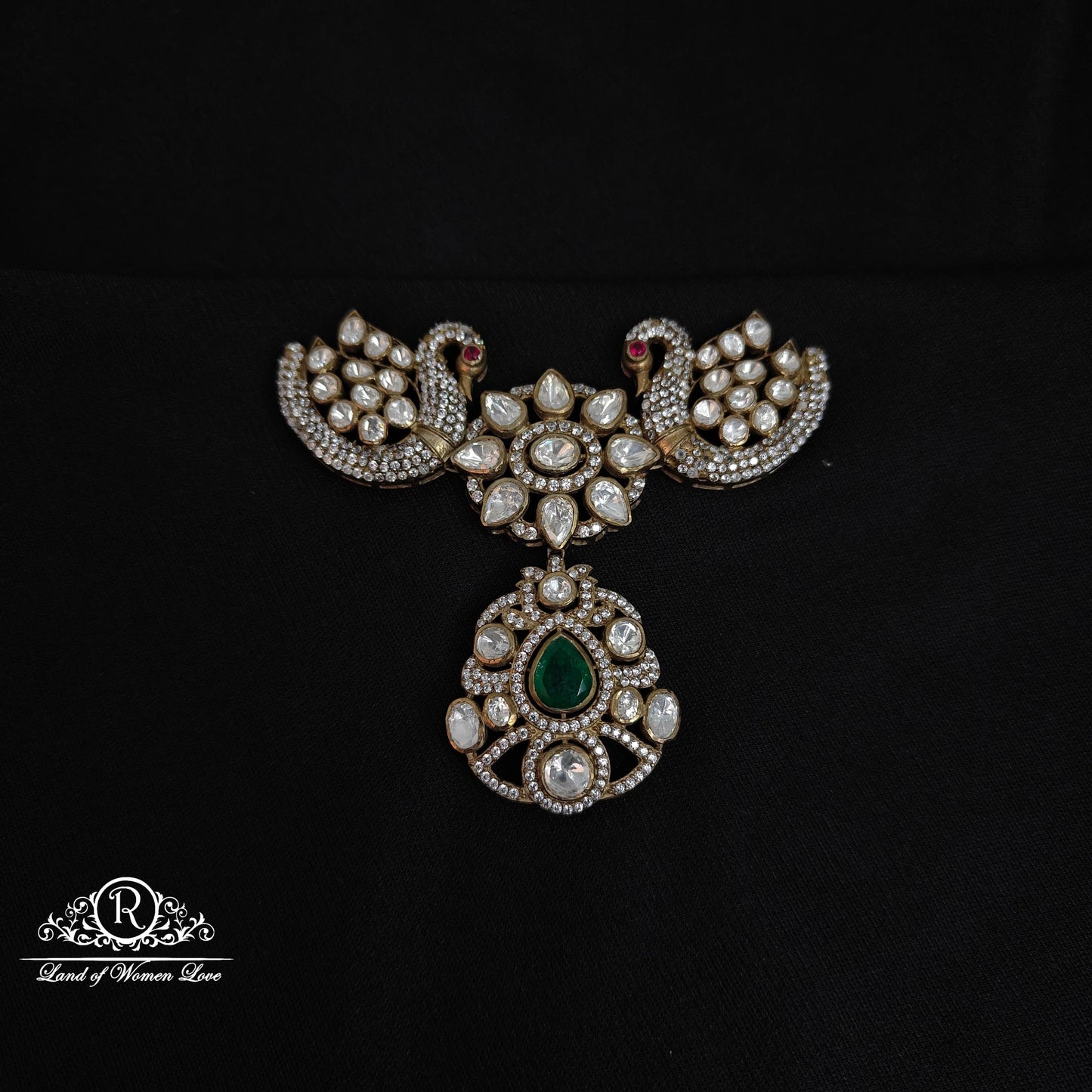 92.5 silver peacock design victorian mala locket-rcm1113 92.5 silver ramala jewelry / ramala collections