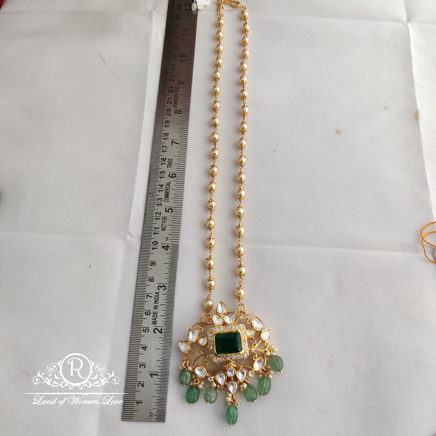 92.5 Silver Beautiful Moissanite pendent With Pearls Beads Chain:S701 D007