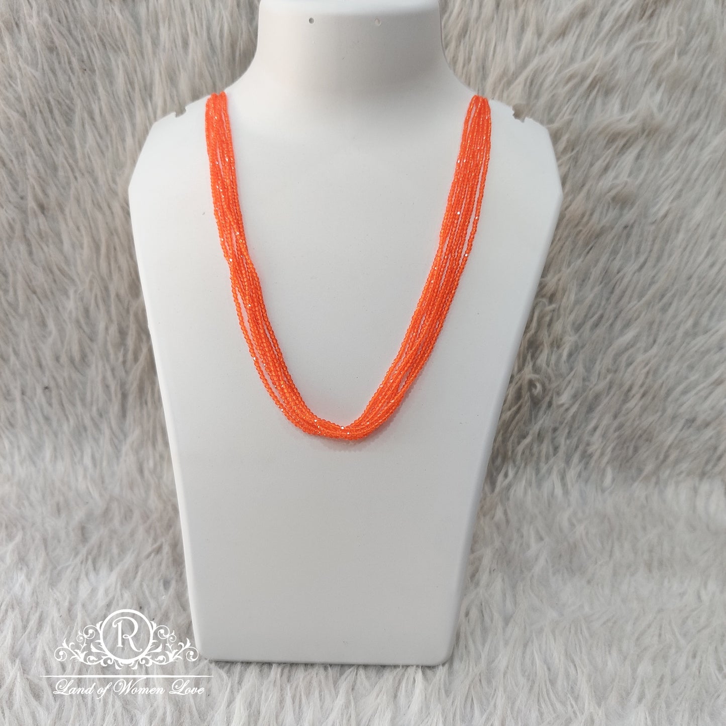 Cristal Beads Mala Orange  Colour 6 lines 20 inches RCH316