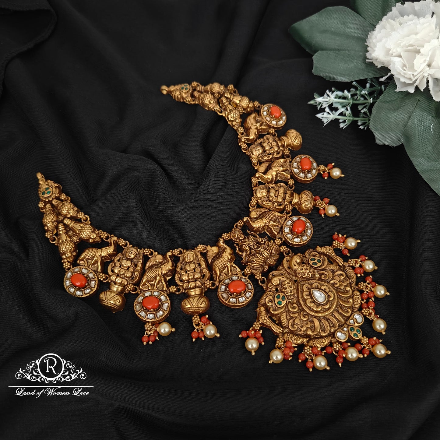 necklace 92.5 silver coral necklace-rcm1042 coral 92.5 silver ramala jewelry / ramala collections