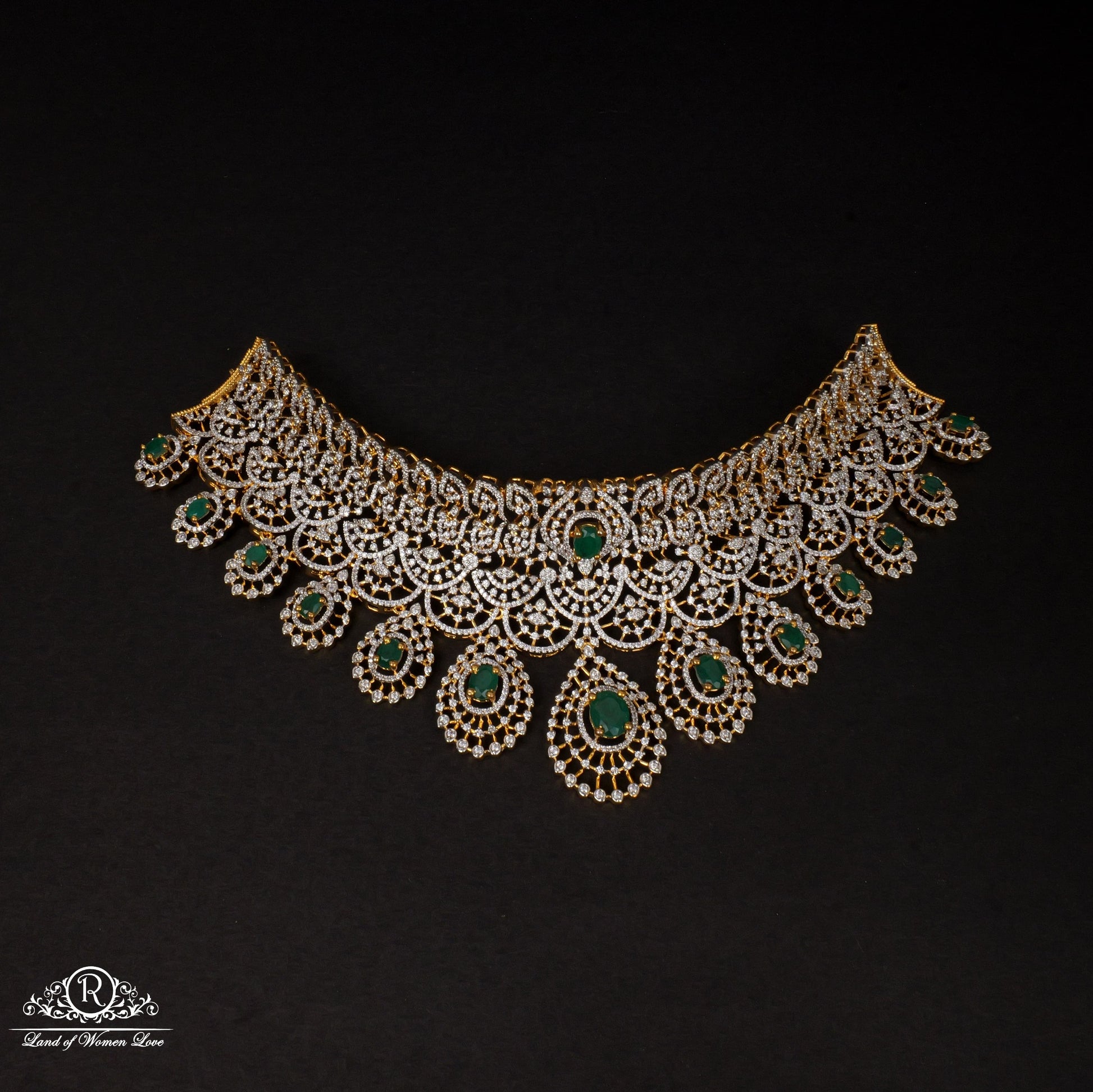 diamond finishing cz-stones silver chocker-rccp225 cz 92.5 silver ramala jewelry / ramala collections