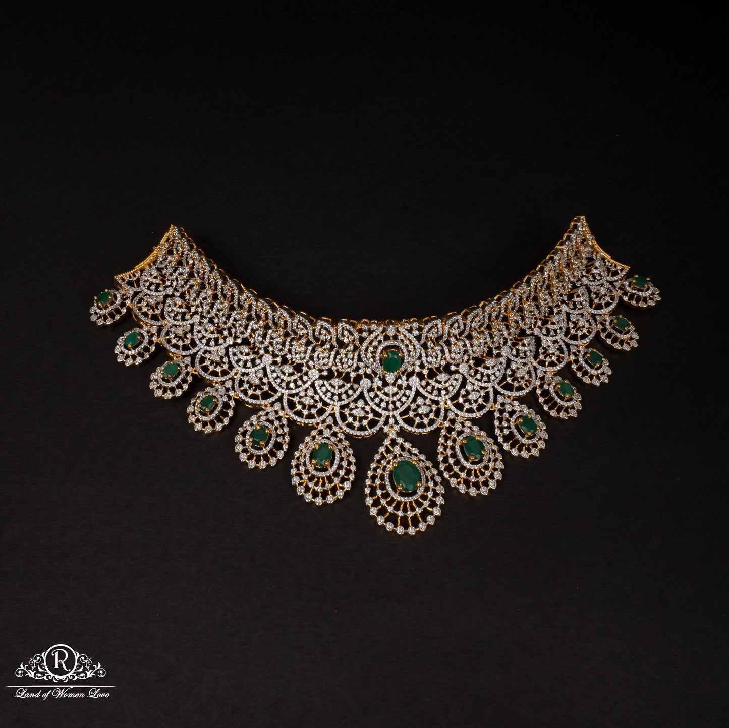 diamond finishing cz-stones silver chocker-rccp225 cz 92.5 silver ramala jewelry / ramala collections