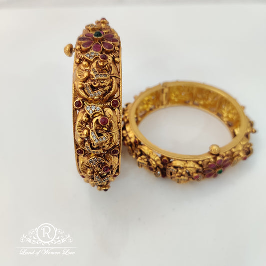 cultural richness beautiful ✨silver bangles with peacock 🦚 design 2.4"-RCMA07