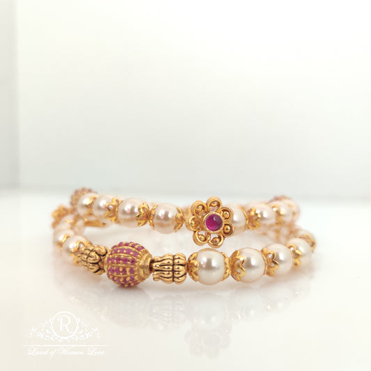 Pearls Silver Bangles-RCJR561