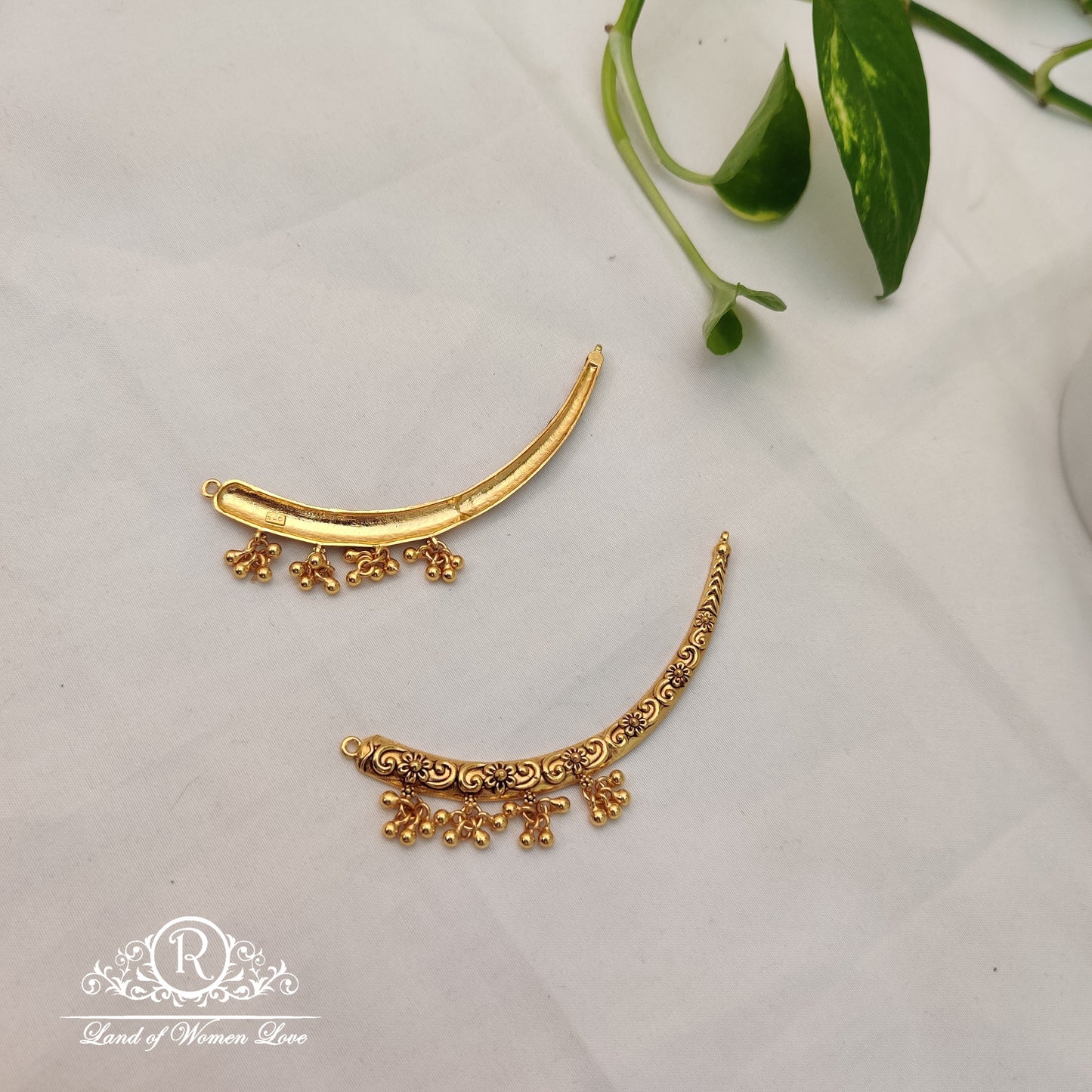 92.5 Silver Kanti with gold balls hangings with 22k gold coating - RCT06