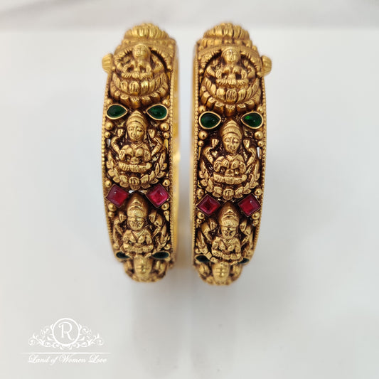 bangle cultural richness beautiful silver bangles with lakshmi devi design 2.4"-rcma08 ruby 92.5 silver ramala jewelry / ramala collections