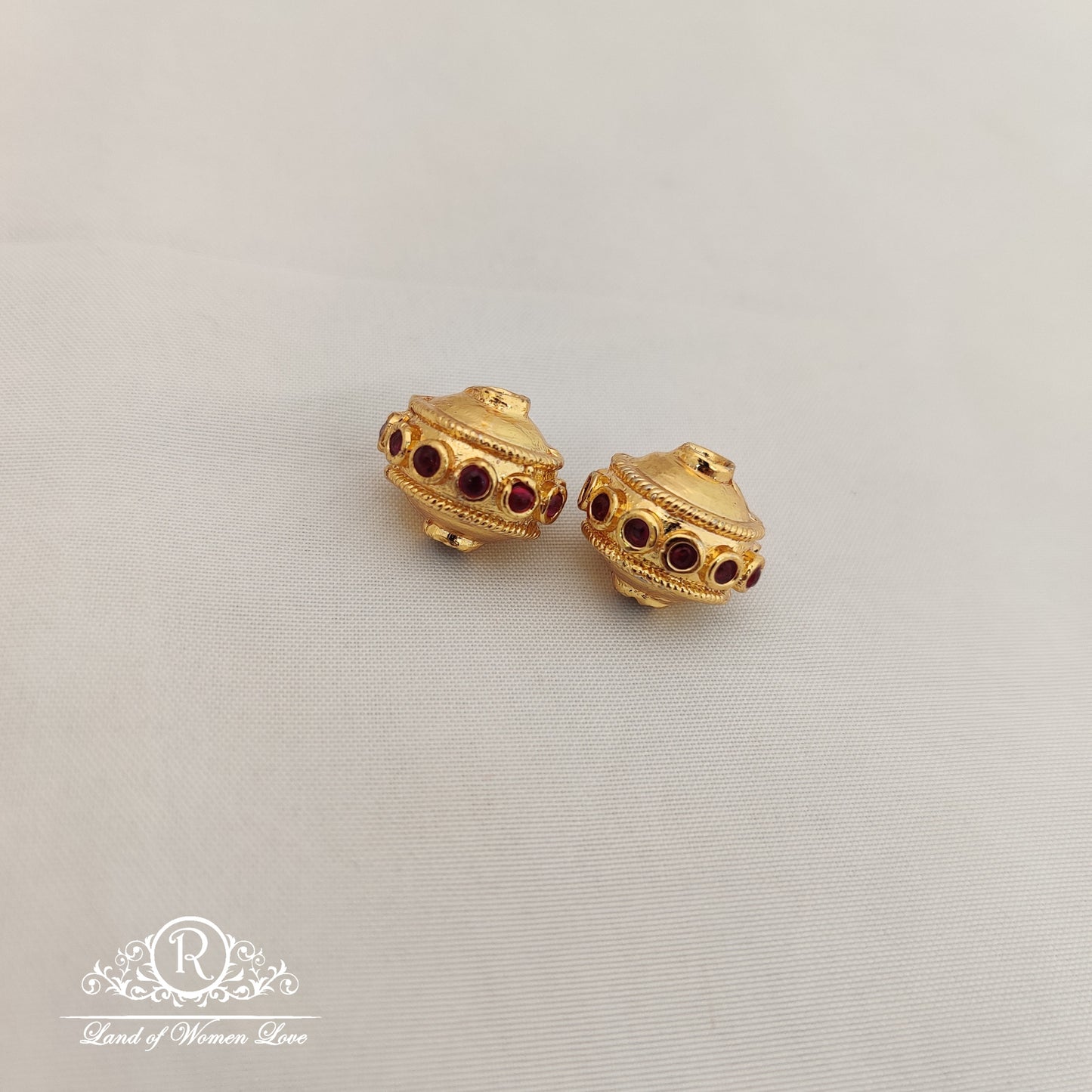 beautiful gold balls with pink stone -rch425 92.5 silver ramala jewelry / ramala collections