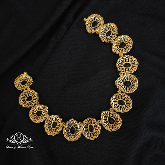 92.5 Silver Diamond finishing Black stone Necklace Set-RCDS085