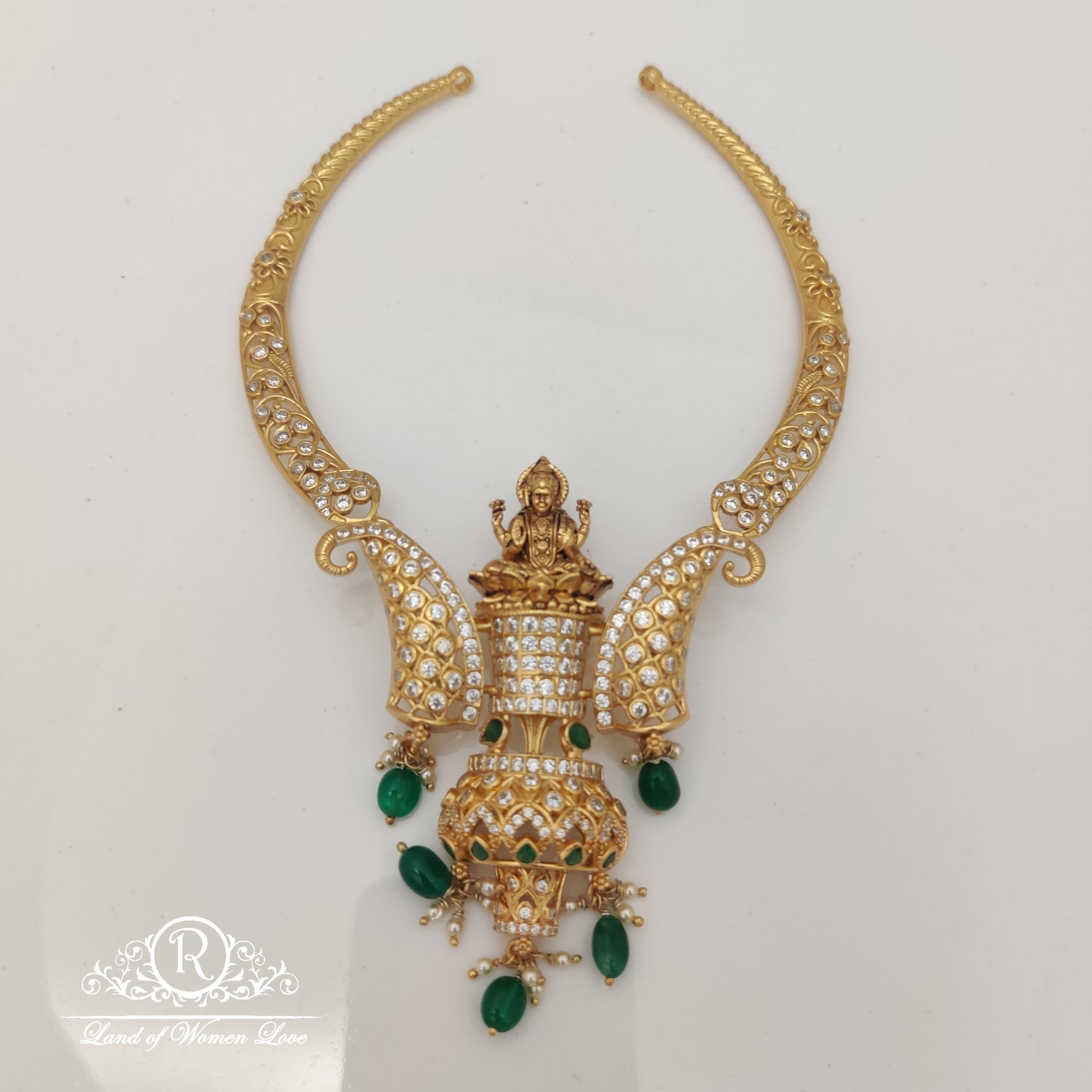 necklace lakshmi devi silver kante design necklace-rcm853 92.5 silver ramala jewelry / ramala collections