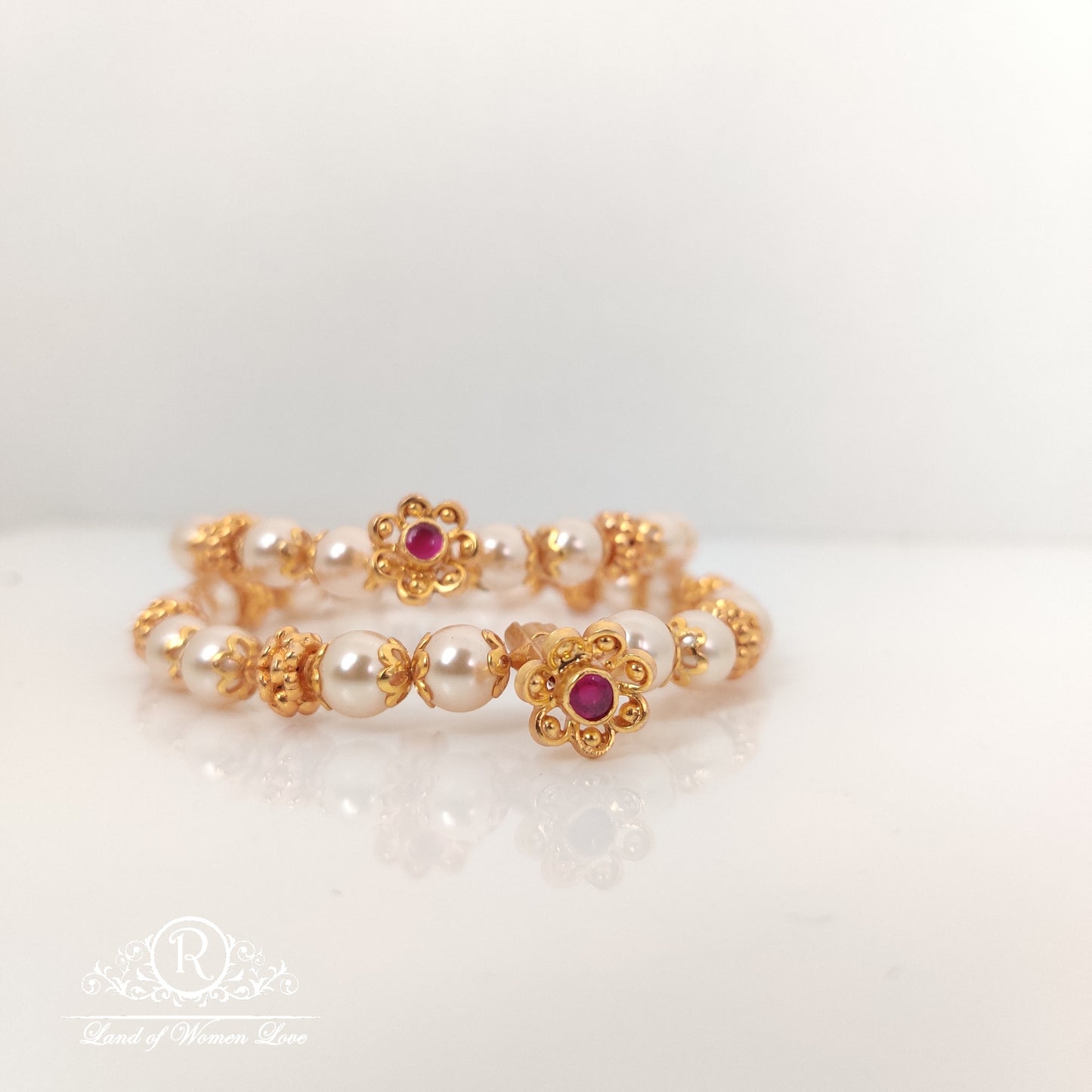 Pearls Silver Bangles-RCJR559