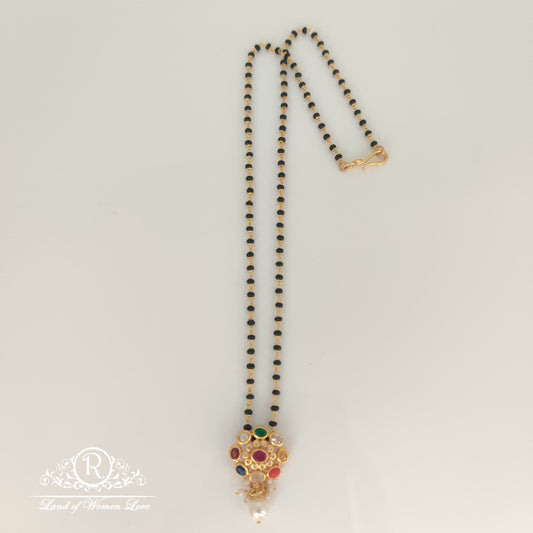 navaratna locket silver black beads-rchk0077 navaratna 92.5 silver ramala jewelry / ramala collections