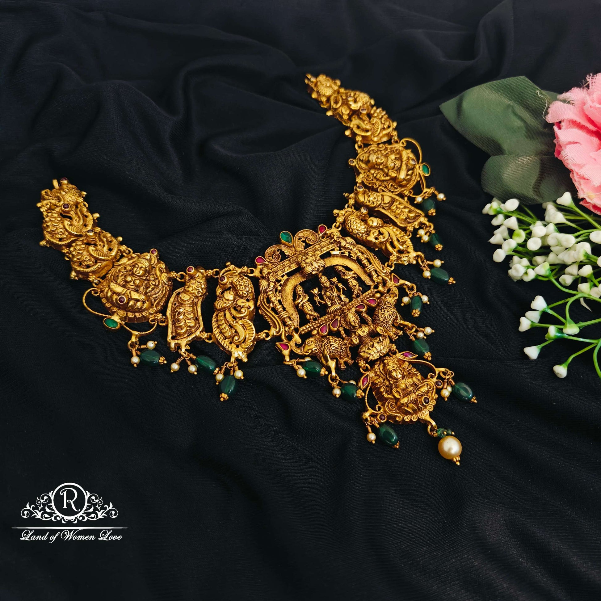 necklace lakshmi devi design silver necklace-rcm946 92.5 silver ramala jewelry / ramala collections