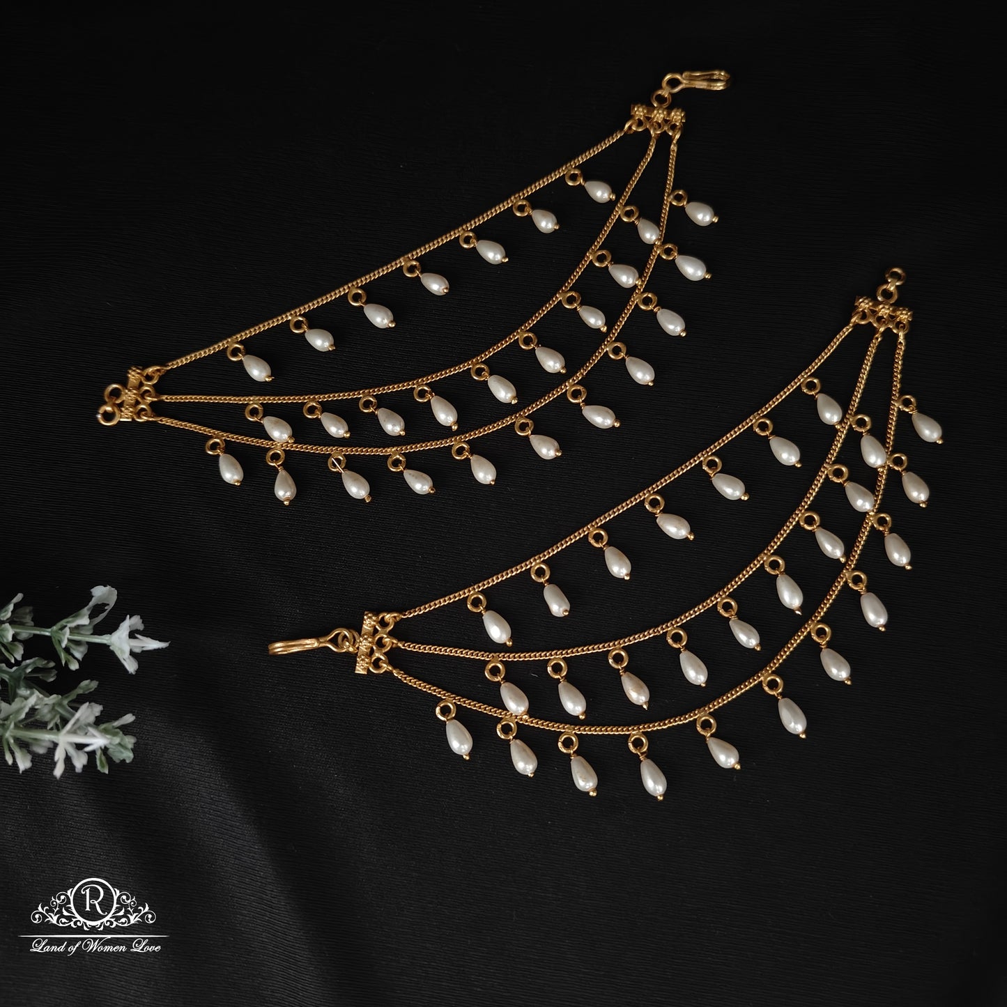 rice pearls silver earchains-rcp087 92.5 silver ramala jewelry / ramala collections