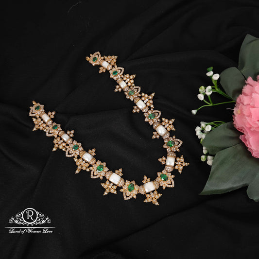 necklace silver cz- with green stone necklace-c100 cz 92.5 silver ramala jewelry / ramala collections