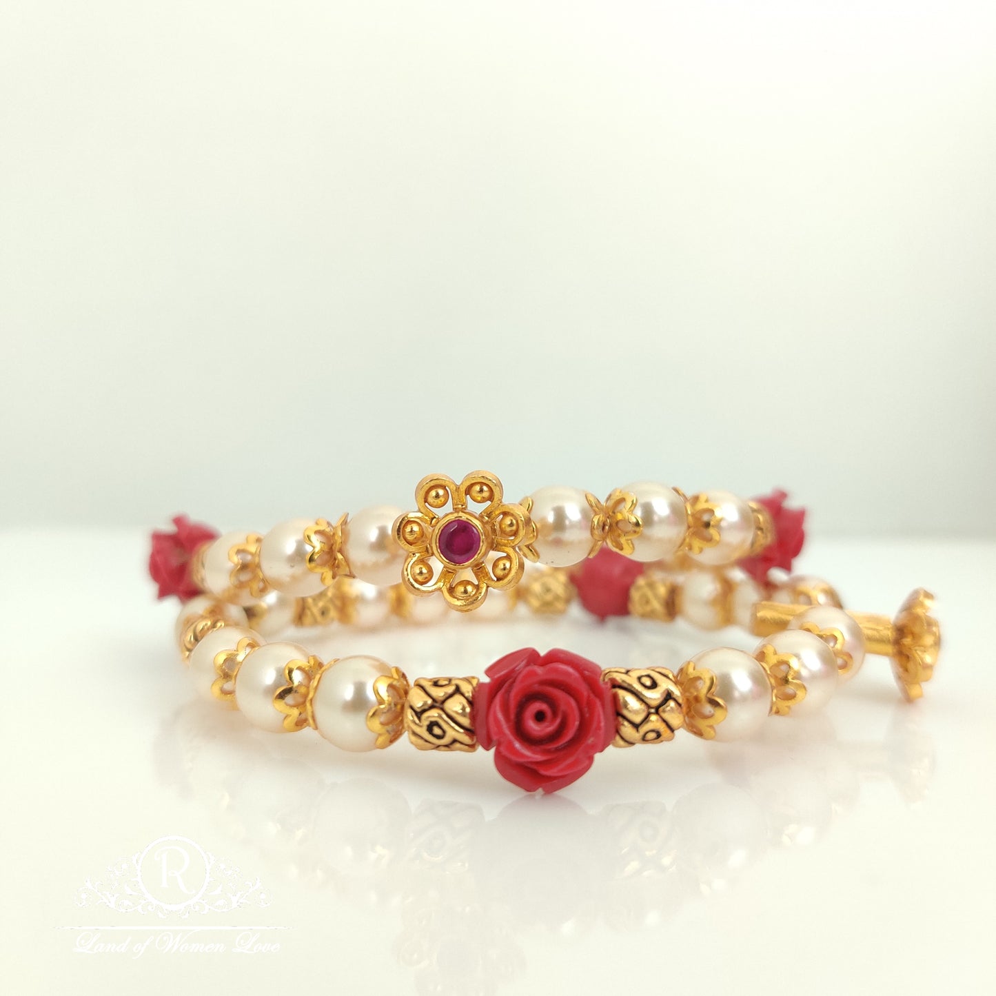 Pearls Silver Bangles-RCJR562