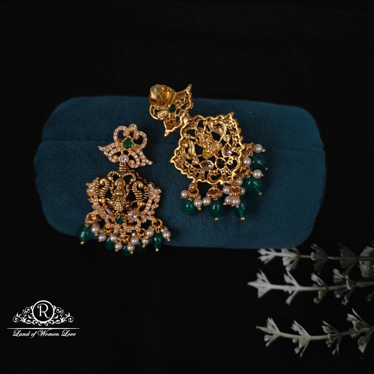 Silver Lakshmi Devi design Earrings-RCM1027
