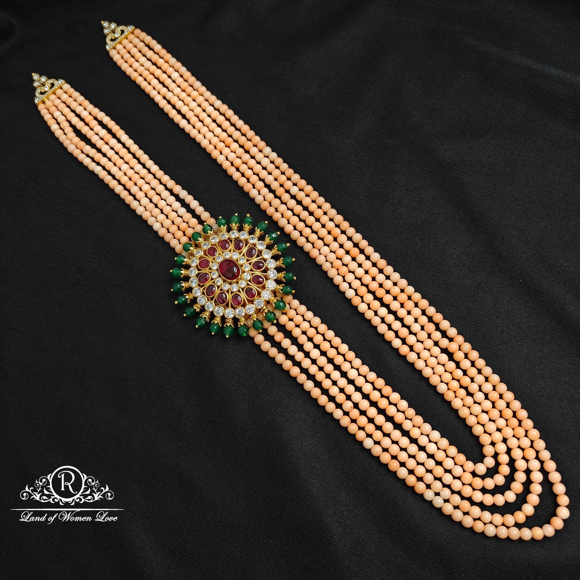 haram silver side locket coral beads haram-h100 coral 92.5 silver ramala jewelry / ramala collections