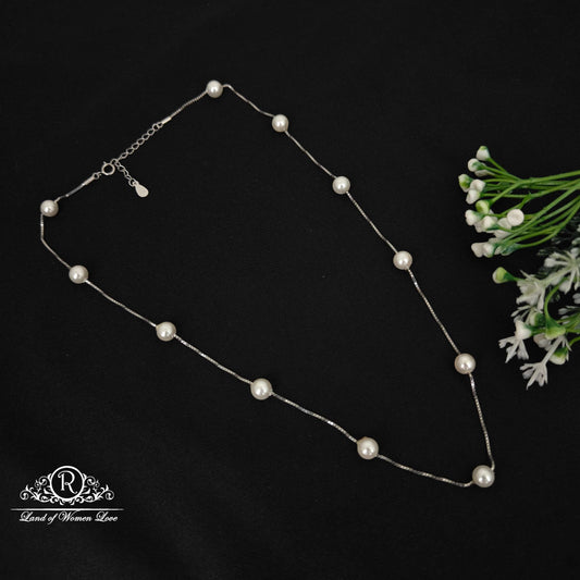 chain imported ilatian rodium polish pearls chain- rcg283 92.5 silver ramala jewelry / ramala collections